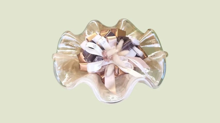 Glossy Ruffled Glass Chocolate Centerpiece - Image 1