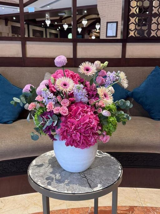 Elegant Pink & Purple Floral Lobby
