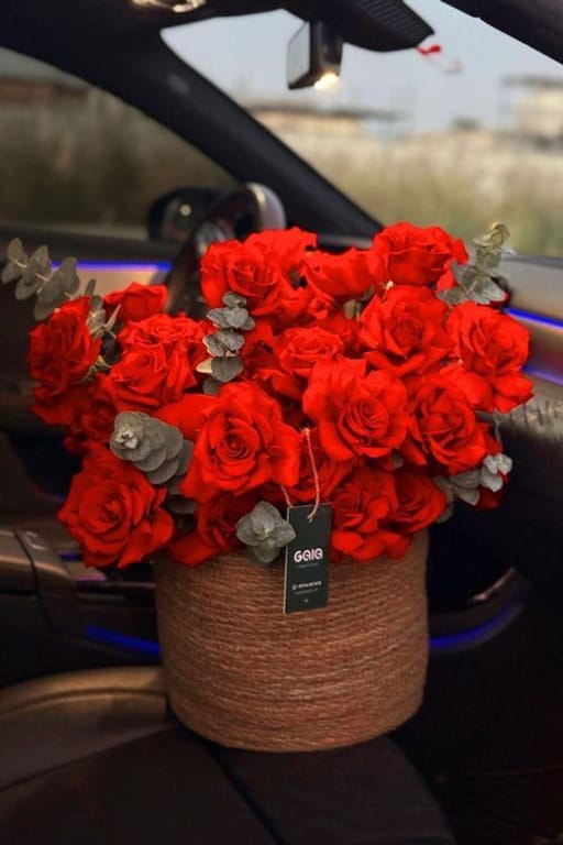 Grand Romantic Red Rose in a Basket