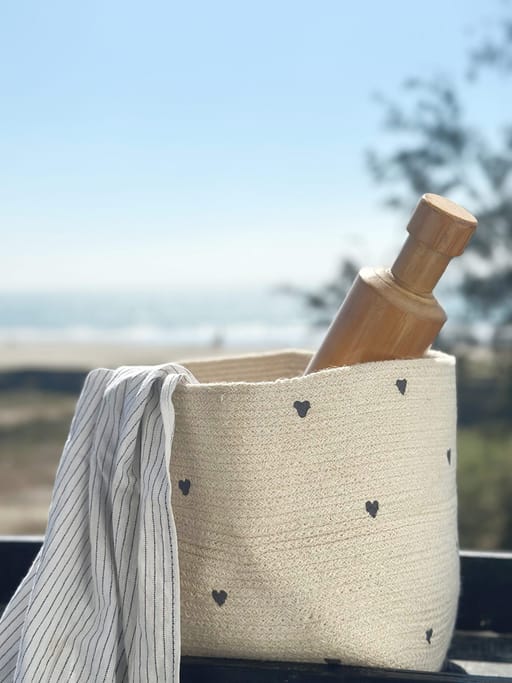 Heart Printed Jute Storage Basket