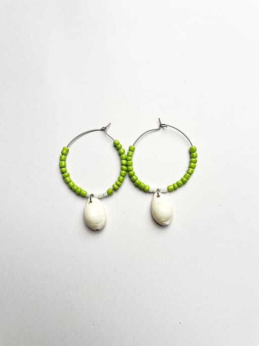 Boho cowrie shell hoop earrings with beads