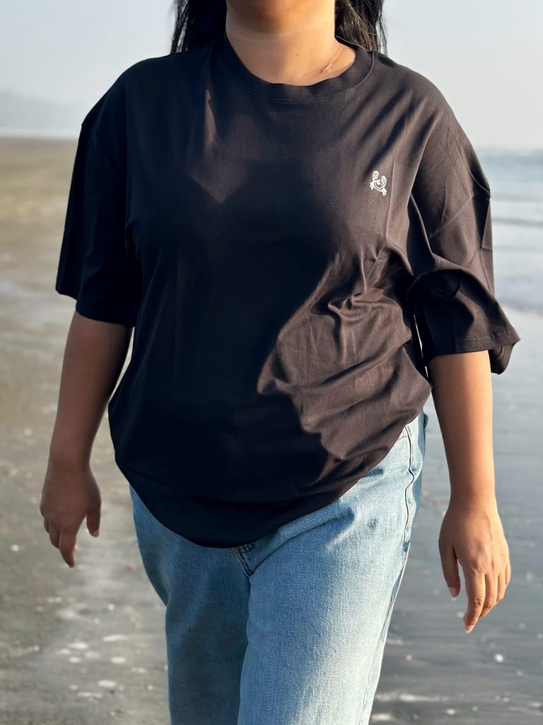 Happy Crab Summer Tees Black (Drop Shoulder) - Image 3
