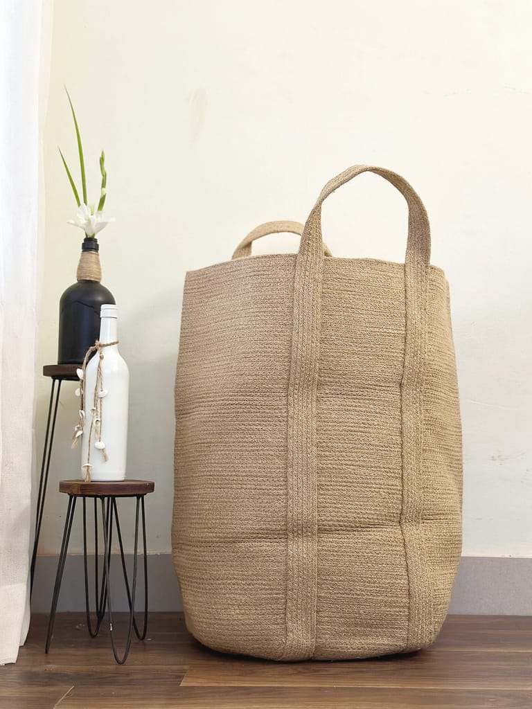 Woven Jute Laundry Basket - Image 1