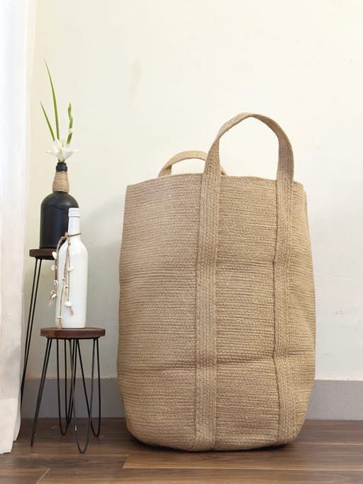 Woven Jute Laundry Basket