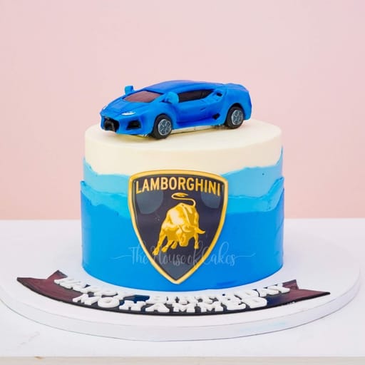 Lamborghini Car Cake Blue
