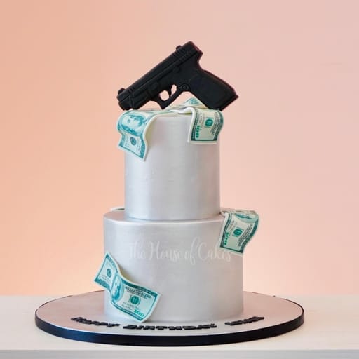 Gun and money cake