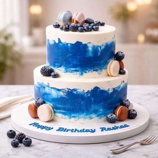 Blue and white berry delight cake