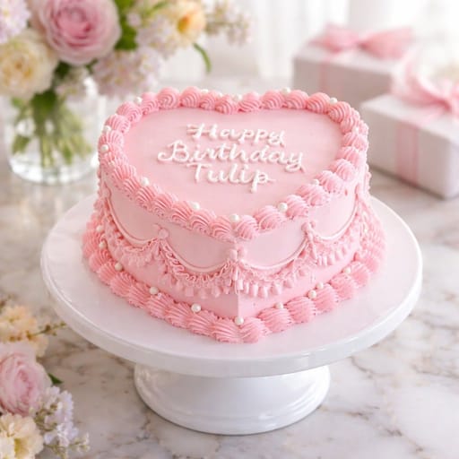 Trendy Pink Heart Cake