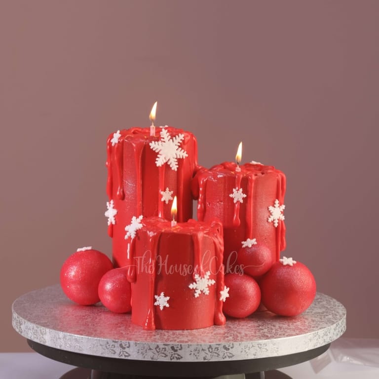 Sparkling Candles Cupcakes Cake Red - Image 1
