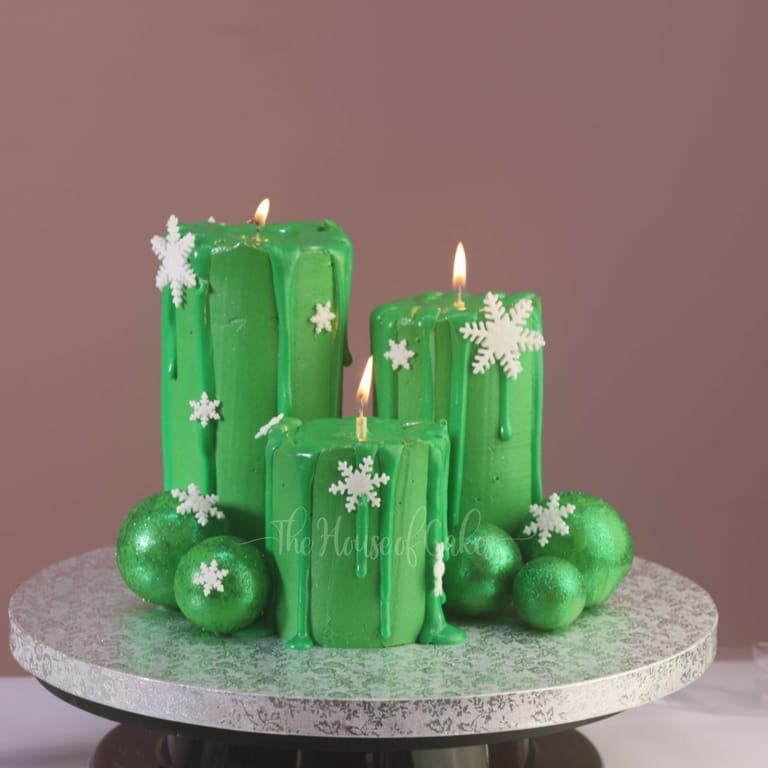 Sparkling Candles Cupcakes Cake Green - Image 1