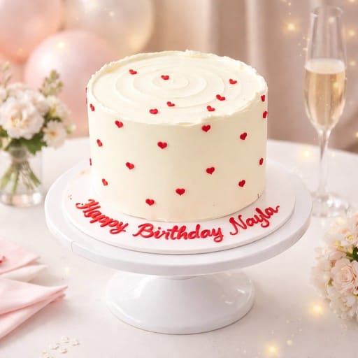 Cream cake with red heart