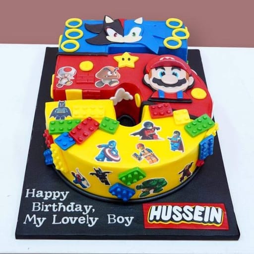 Sonic, Super Mario and Lego Cake