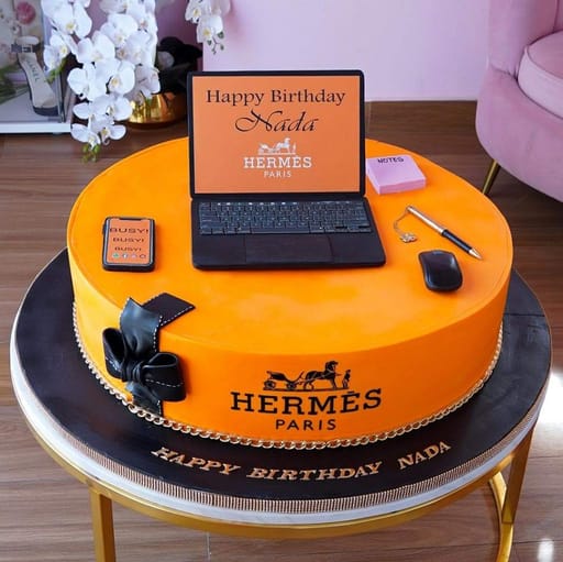 Epic Hermes Cake with laptop