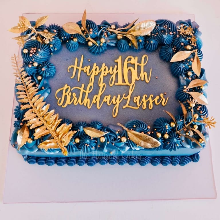 Gold and Blue Luxe Cake - Image 1