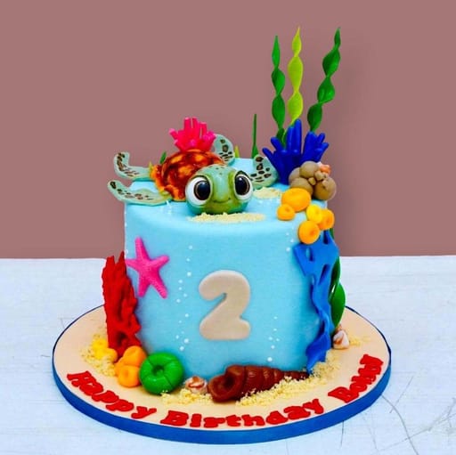 Sea Serenity Turtle Cake