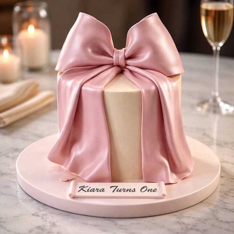 Blush Bow Elegance Cake - Image 1