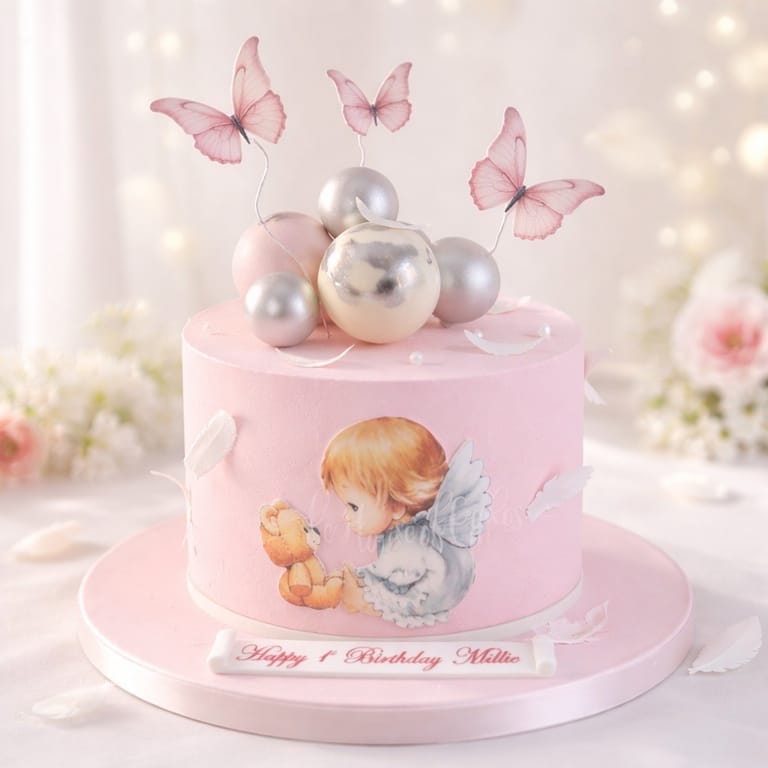 Celestial Cherub & Teddy Cake - Image 1