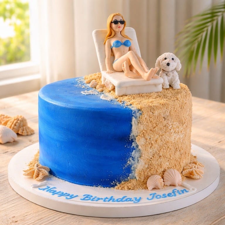 Beach Queen and Dog Cake - Image 1