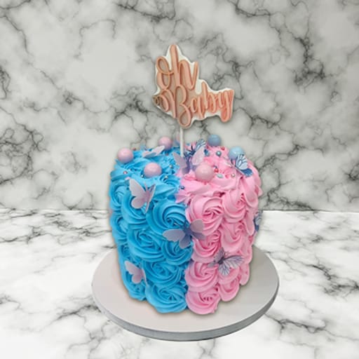 Blue Pink Rosette