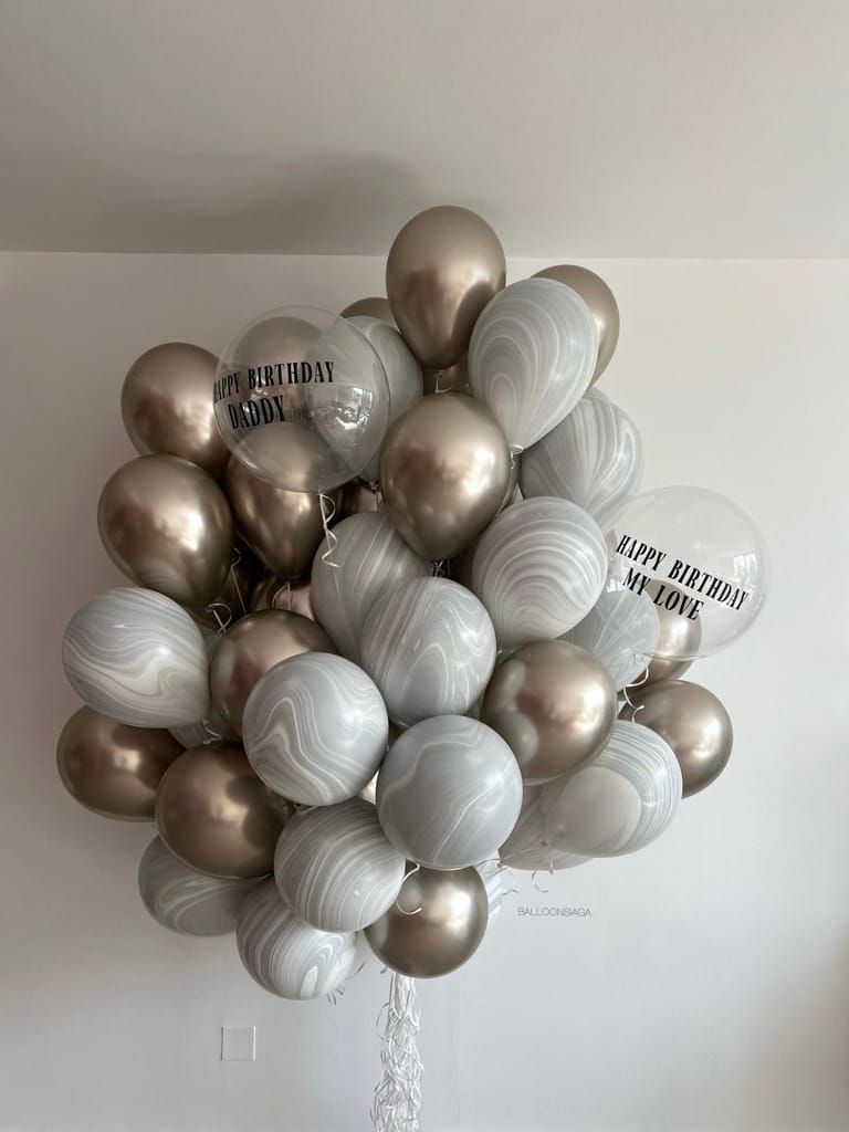 Champagne and marble balloon bunch - Image 1