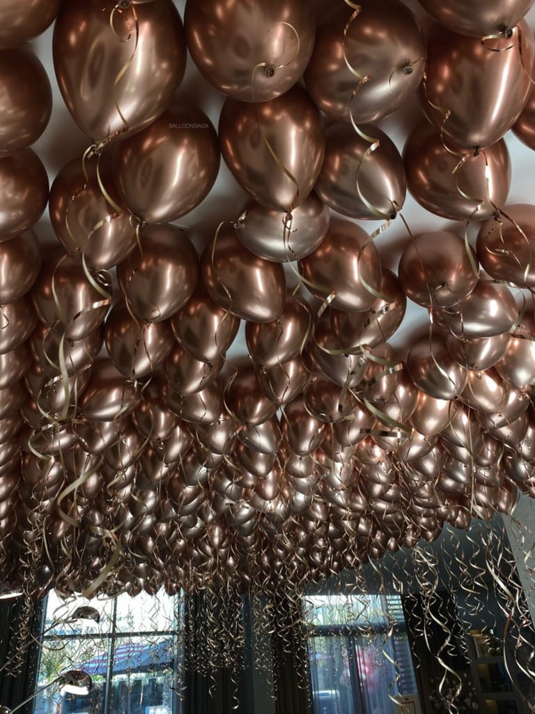 Rose Gold Chrome ceiling helium balloons - Image 1
