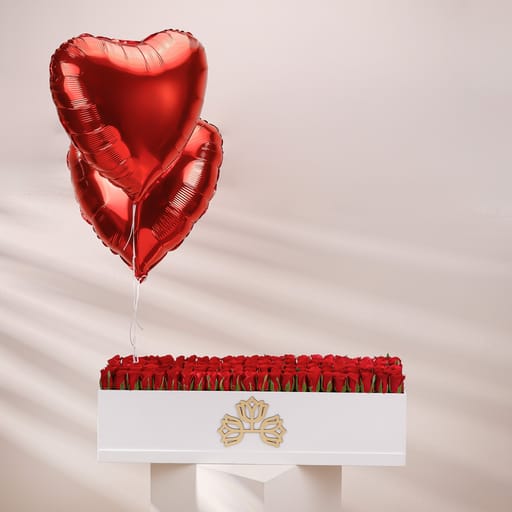 long box - heart balloon