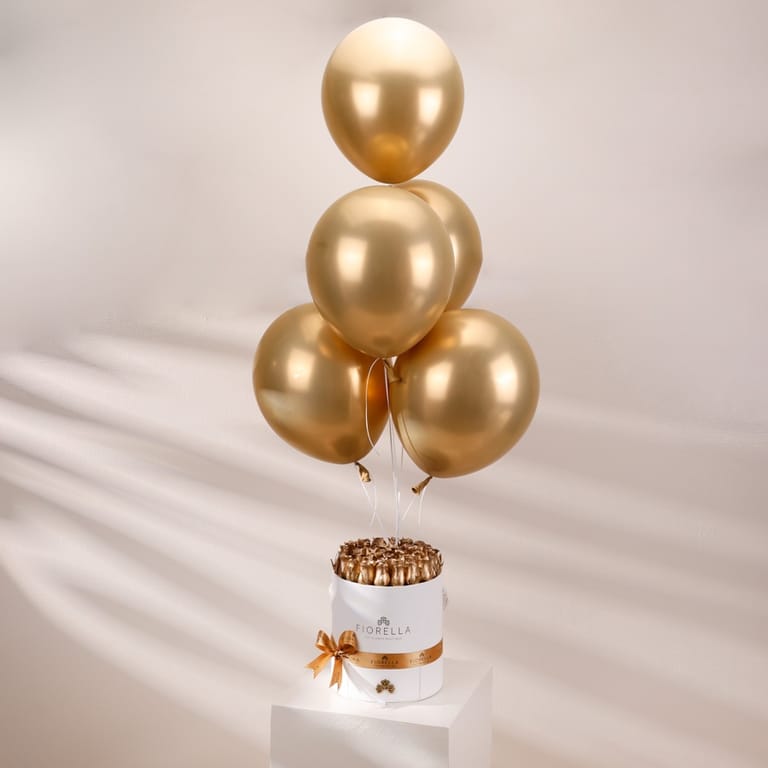 round box - gold - balloons - Image 1