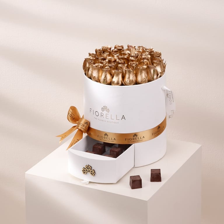 round box - gold - balloons - Image 3
