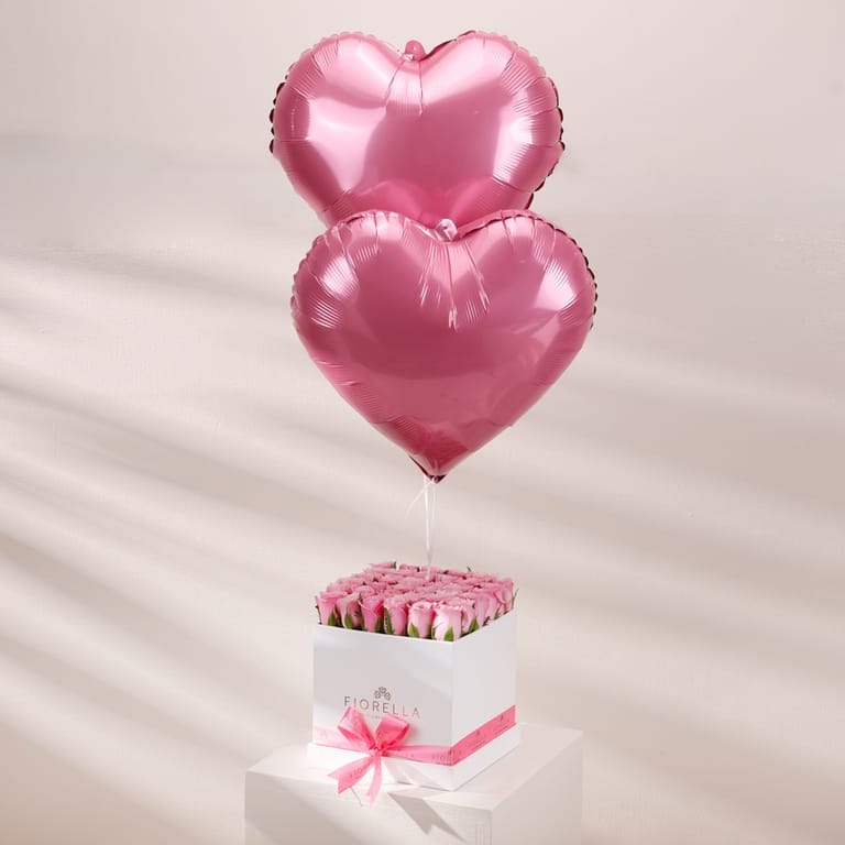 roses cube box balloons - Image 1