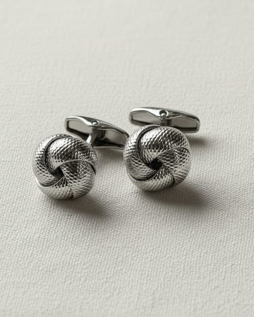 Knot Weave Cufflinks – Silver