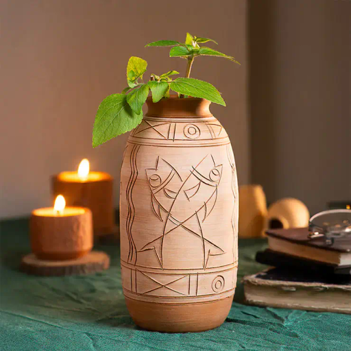 Tribal Guardian Motif Vase (21.5 cm)
