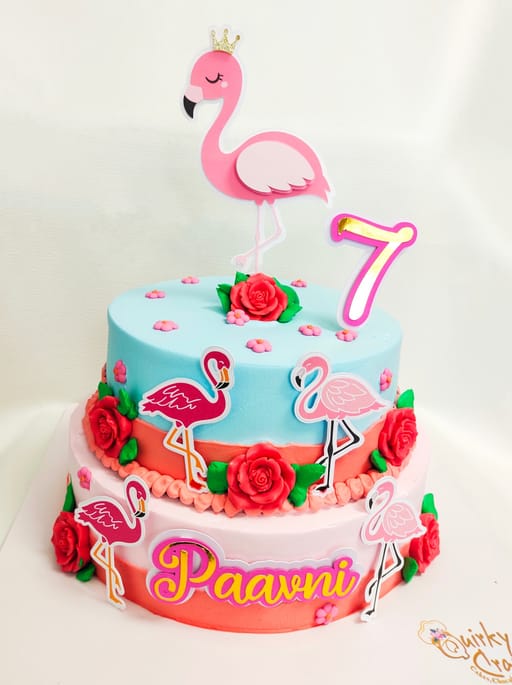Flamingo theme cake