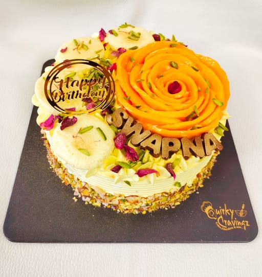 Mango Rasmalai Pistachio Cake