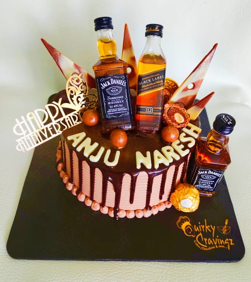 Chocolate cake with alchohol miniatures