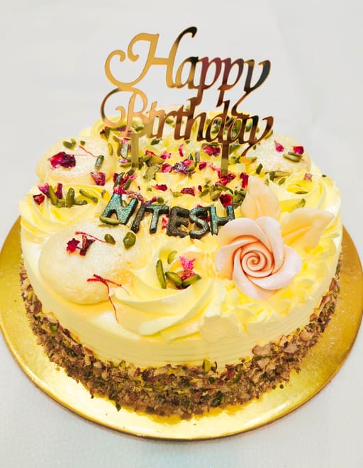 Saffron Rasmalai pistachio cake