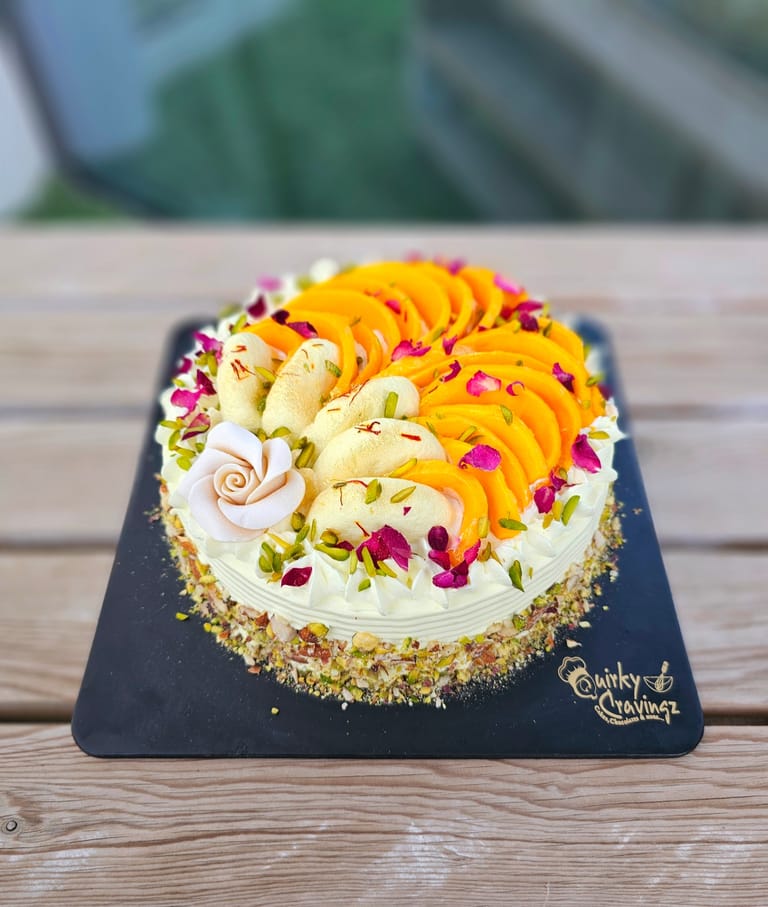 Saffron Rasmalai Mango pistachio cake - Image 1