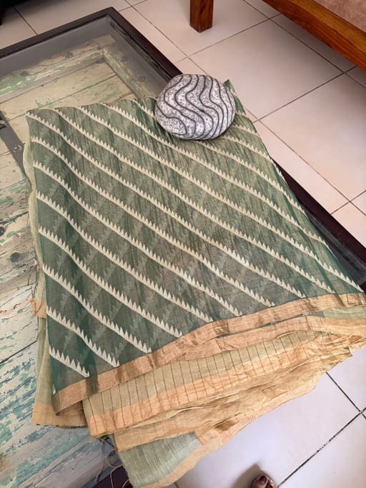 Green pure tissue jamdani