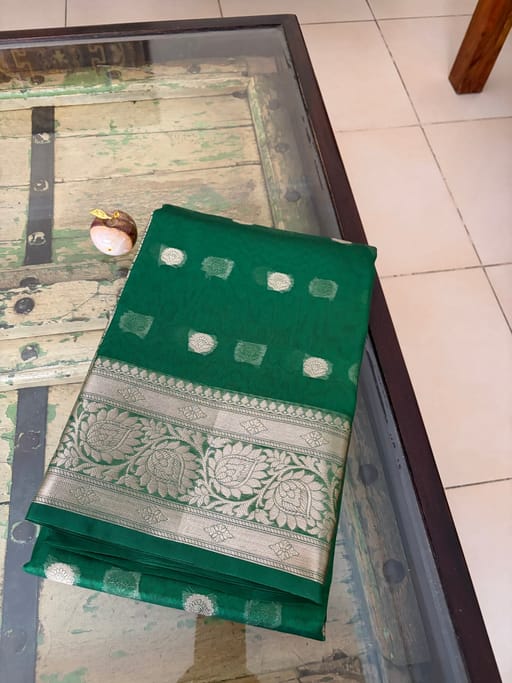 Green semi tissue benerasi saree