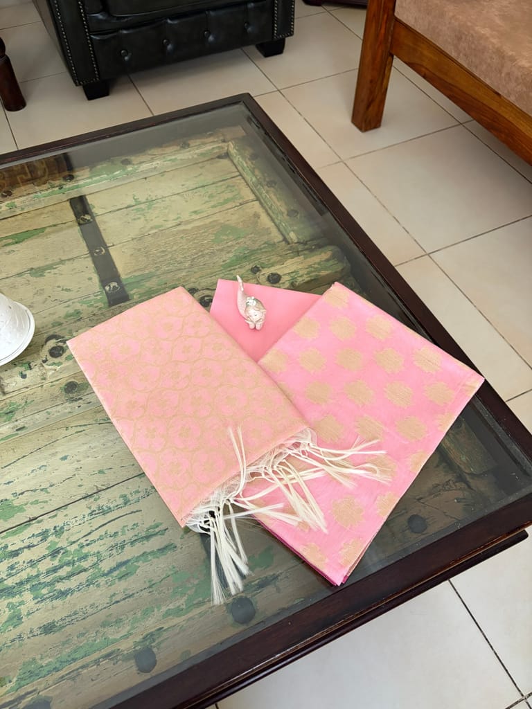 Pink cotton benerasi suit piece