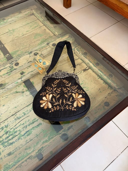 Black zardozi bag