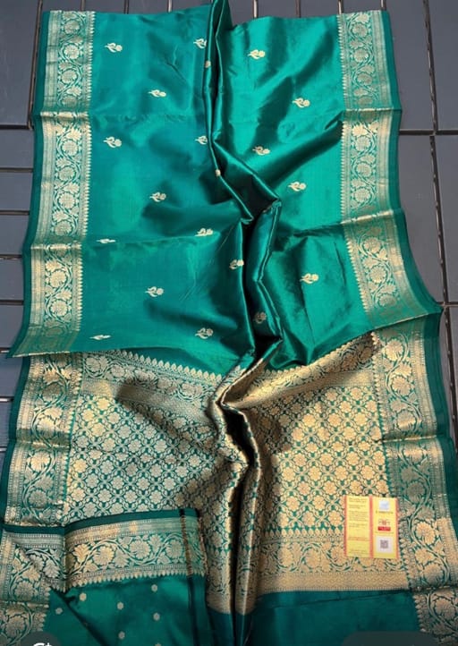Aqua green katan silk