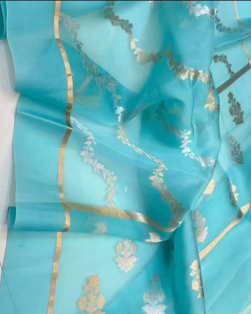 Powder blue kora silk