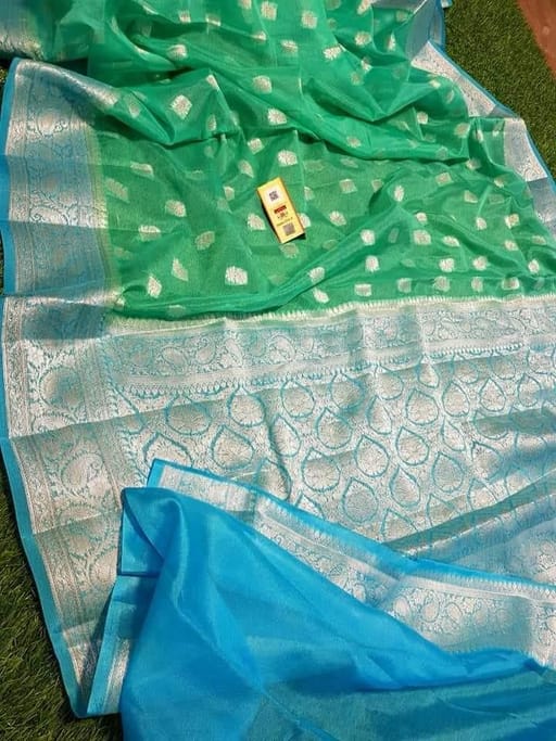 Green and blue chiffon