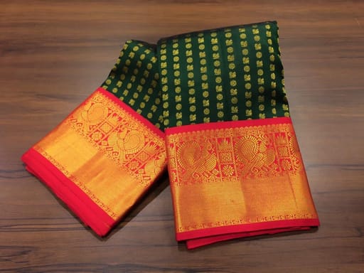 Green & Red kanjiavaram silk