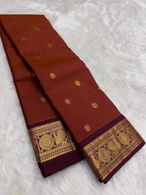 Dark brown Kanjivaram silk