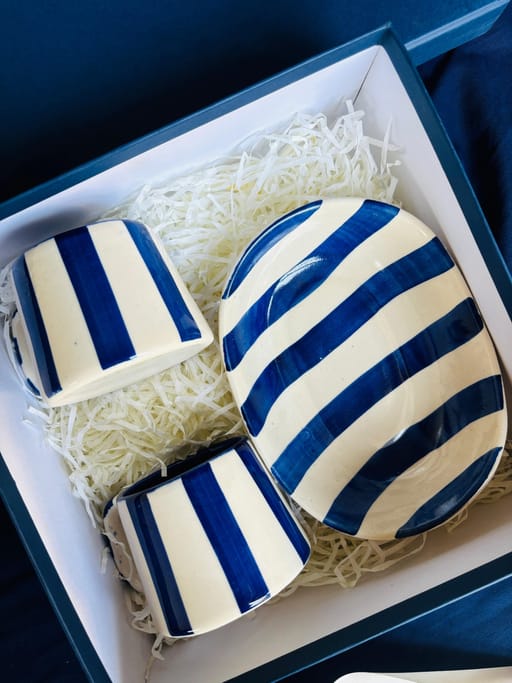 Navy Blue Snack Bowl & Coffee Cups