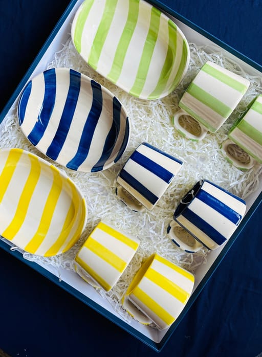 Multi Color Snack Bowl & Coffee Cups