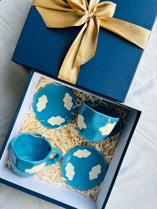 Blue Clowd Tea Cup & Saucer