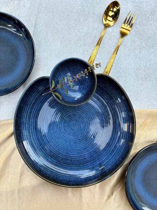 Navy Blue Chip Dip Serving Platter