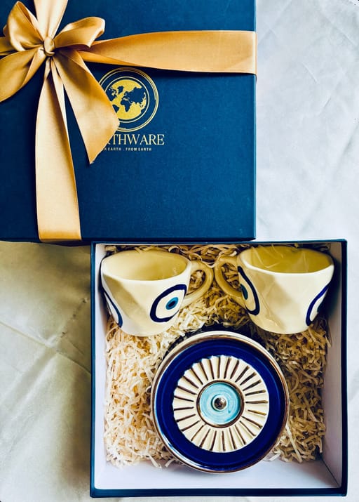 Evil Eye Jar & 2 Tea Cups Hamper